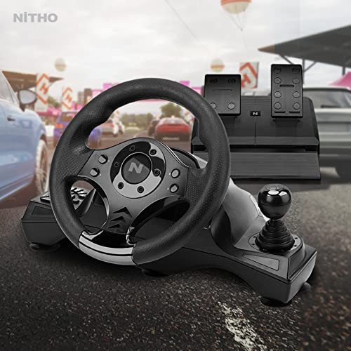 Image of Nitho Drive Pro V16 Gaming Steering Wheel with Pedals and Shifter, 270 Degrees Racing Wheel with Dual Vibration, Compatible with PC, PS3, PS4, Xbox One, Xbox Series X|S and Switch