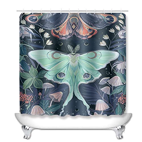 Duschvorhang Cyan Flower Animal Badezimmerteppich 4-Teiliges Set, Duschvorhang 180x180 Polyester+Badematte rutschfeste… – Bild 3