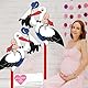 Klapperstorch Baby Rosa,Klapperstorch zur Geburt Draußen+10Pcs Neugeborene Balloon,Storch Geburt für Draussen Mädchen,Beidseitig bedruckt,Geburtsstorch inkl Holzstab+ Namensschild Grußkarte