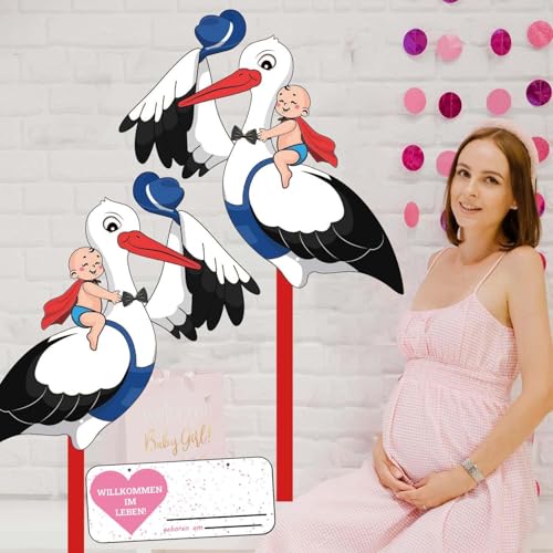 Cigogne à clapette pour bébé rose, le cadeau de naissance idéal - 6