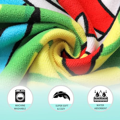 Image of NovForth Kids Beach Towel for Boys Girls, Shell Mermaid Hooded Bath Towel Wrap, Toddler Pool Towel with Hood