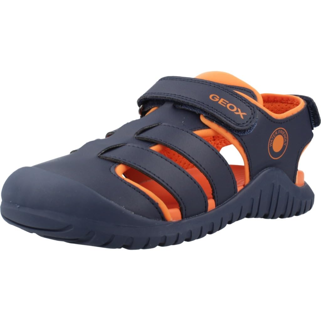 Geox J S. FUSBETTO PRO BO Sandal, Navy/Orange, 39 EU