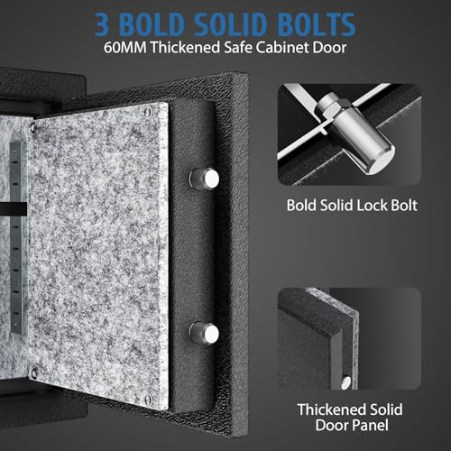 WASJOYE Biometric Fireproof Safe Box - Fingerprint Safe with Digital Keypad Lock and Type-C Emergency Port, 1.8 Cu Ft Fireproof Waterproof for Home Office Hotel Jewelry Documents Cash Storage