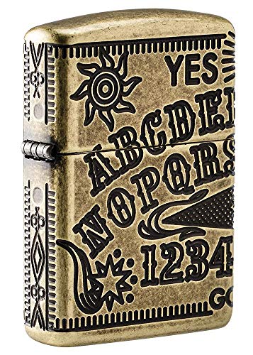 Zippo Ouijia Board Armor Antique Brass Pocket Lighter, One Size