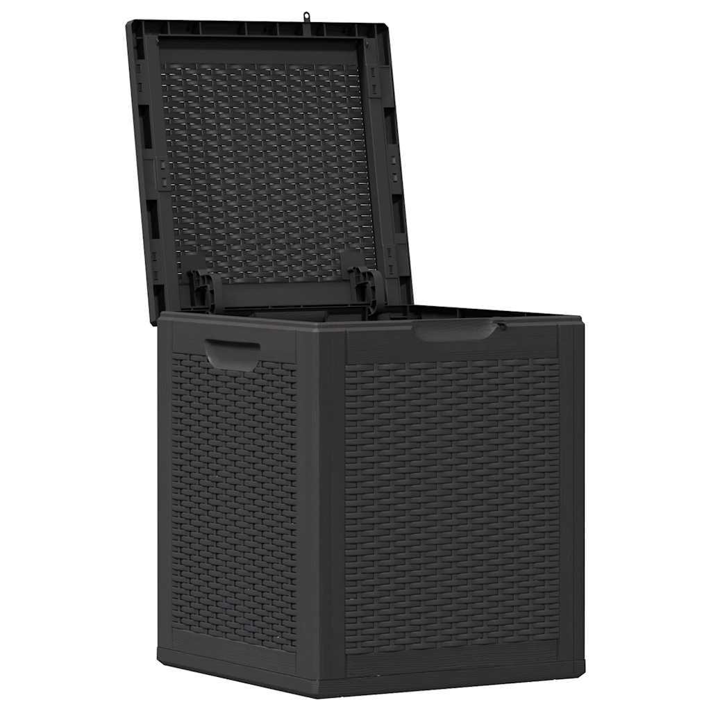 Garten-Aufbewahrungsbox 90 L Schwarz PP Rattan wetterfeste Kunststoffbox für Terrasse Balkon Garten mit Stauraum für Kissen Polster und Grillzubehör