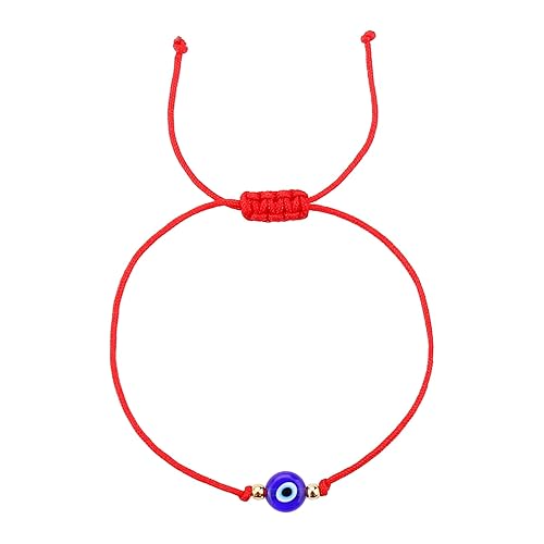 Miniatura 2 de Evil Eye Bracelet Anklet Black Red String Lucky Protection Handmade Adjustable Bracelets for Women Men Boys Girls (Red string blue eye gold)