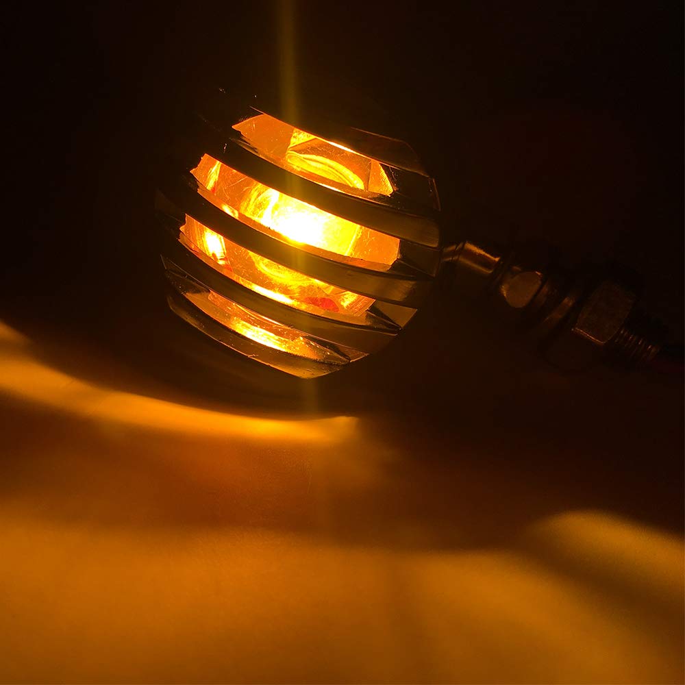 Motorrad Blinker Licht, 4x Chrom Motorrad Blinker Signalanzeige Bernstein Bullet Light Touring Cafe Racer Flasher Lampe