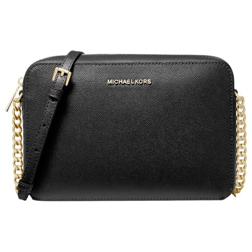 Michael Kors Women's Jet Set Crossbody Leather Bag, Black, Large
