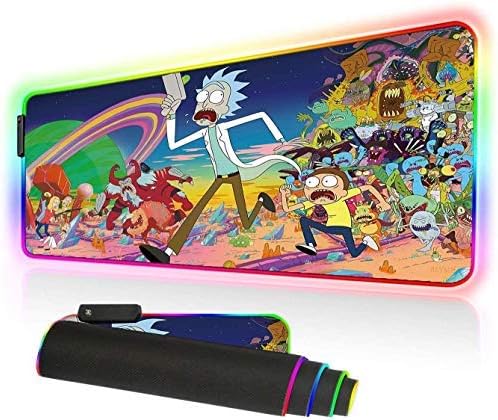 Utimor RGB Gaming Mouse Pad, Extra Large Mouse Mat 31.5 X 11.8 Inch Extended LED Mousepad, Non-Slip Rubber Base Keyboard and Mouse Mat (80x30 rgrickrun)