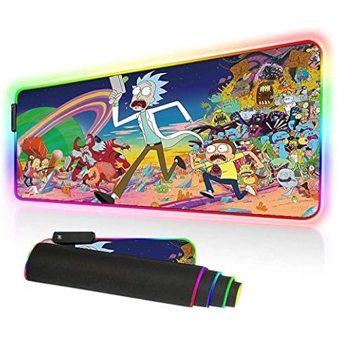 Utimor RGB Gaming Mouse Pad, Extra Large Mouse Mat 31.5 X 11.8 Inch Extended LED Mousepad, Non-Slip Rubber Base Keyboard and Mouse Mat (80x30 rgrickrun) Cover