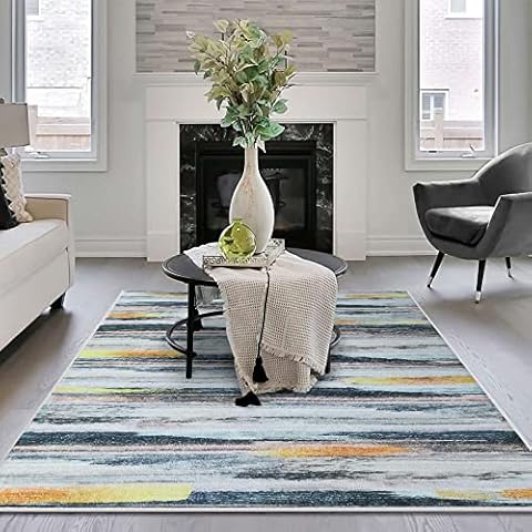 Area Rugs Artistic Traditional Unique Rugs Fluffy Bedroom Carpet Shaggy Living Room Rug Anti Slip Rugs Soft Modern Plush Carpets Suitable for Home Decor (Black Gold, 200 x 200 cm) Cover