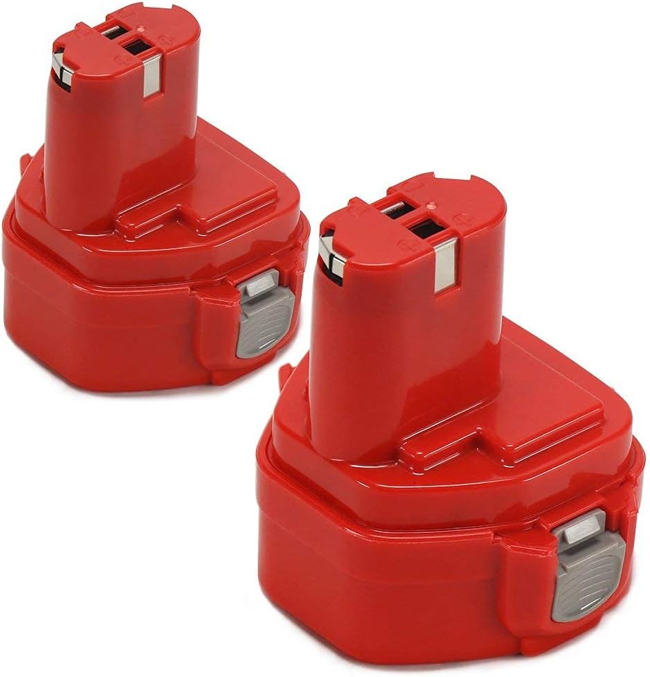 2-Packs 12V 3.0Ah Ni-MH Replacement Battery for Makita 1222 1233 1234 1235 1235B 1235F PA12 192696-2 192698-8 192698-A 193138-9 193157-5 Cordless Power Tool(Red)