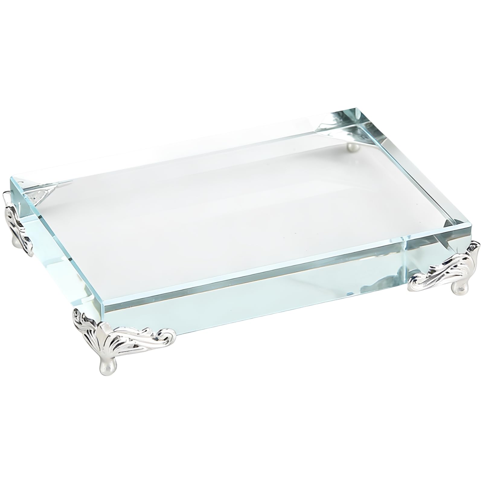 Display-Sockel aus Kristallglas, rechteckiger Präsentationsständer mit Zinkmetallrahmen, europäisches Design für Trophäen, Schmuck, Figuren und Sammlerstücke, elegante Dekoration für Ihr Zuhause