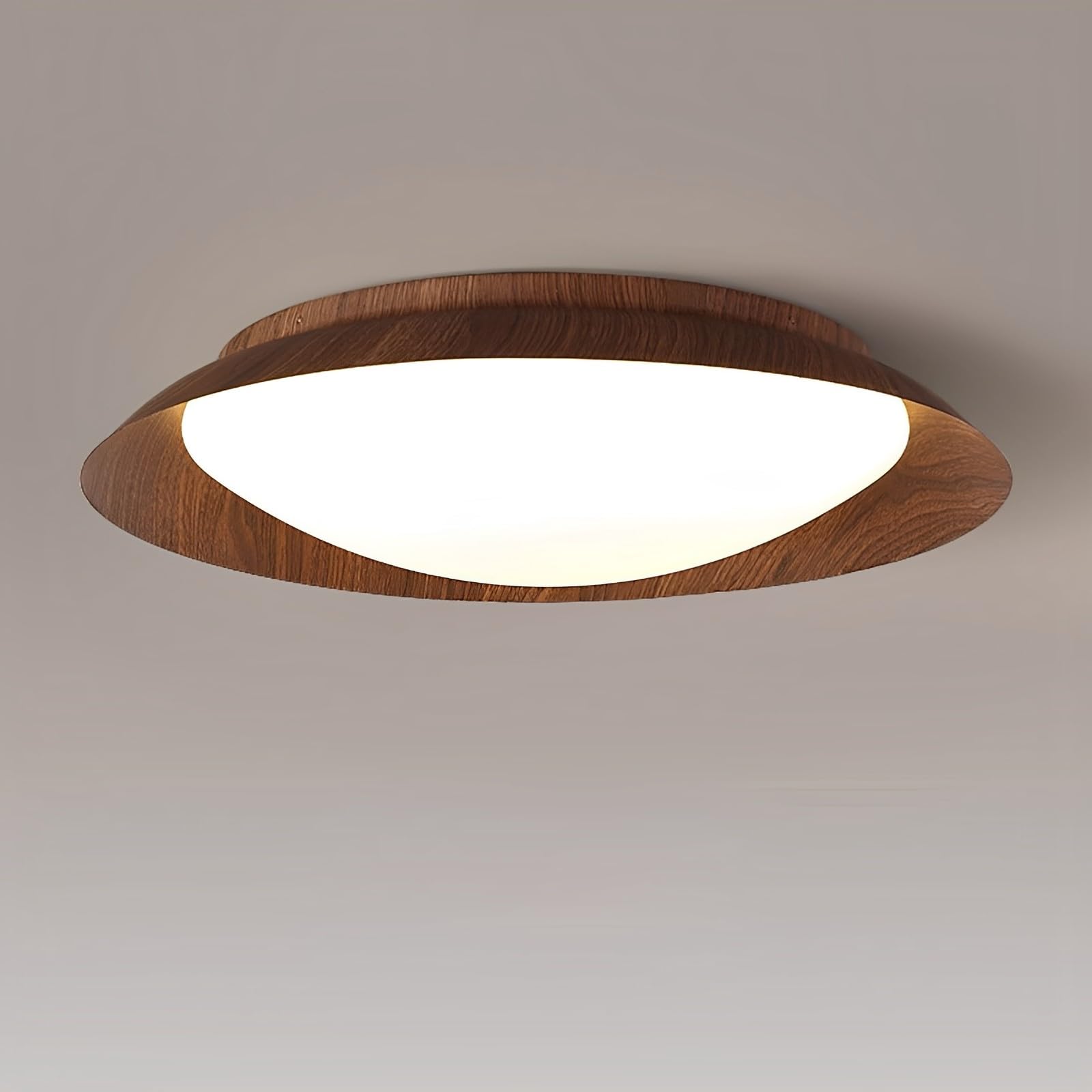 SXDMOUBK Nordic Round Walnut Ceiling Light Wood Grain Ceiling Light Low Profile LED Ceiling Light Fixtures Flush Mount Ceiling Lights For Bedroom Entrance Living Room Hallway