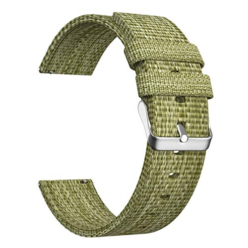Preisvergleich Produktbild ULLCHRO Unisex Nylon Armband mit Edelstahl Schnalle 22mm Grün Silber
