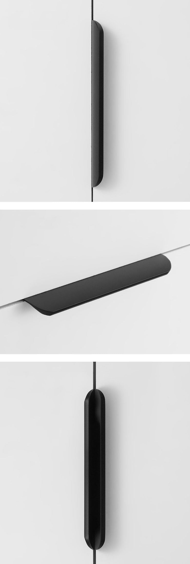 6 maniglie nascoste per mobili, maniglie invisibili in alluminio, colore nero, 600 mm, per armadi, porte, cassetti