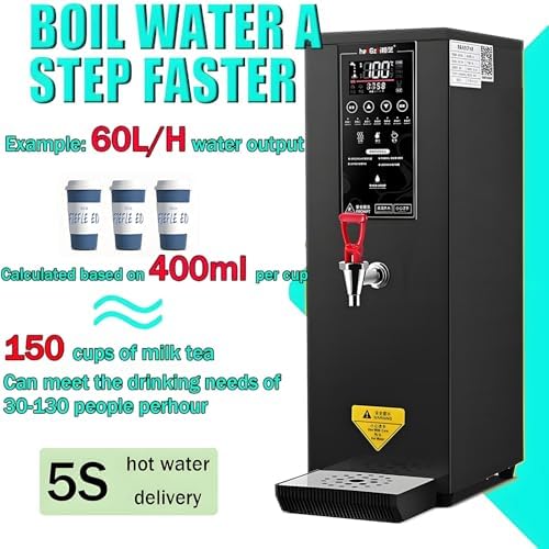 8L Electric Hot Water Dispenser, Stainless Steel Countertop Water Boiler for Restaurant, Hotel, Office – Large Capacity Black Water Pot, Fast Heating Commercial Machine
