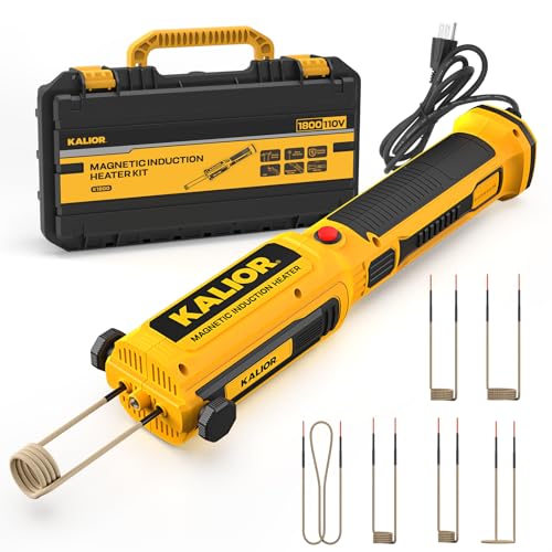 Magnetic Induction Heater 1800W, 110V High Power Handheld Tool with 6 Coils & Toolbox for Bolt & Rusty Screw Removal, Automotive Mechanical Repair, Flameless for DIY & Professionals (Yellow)