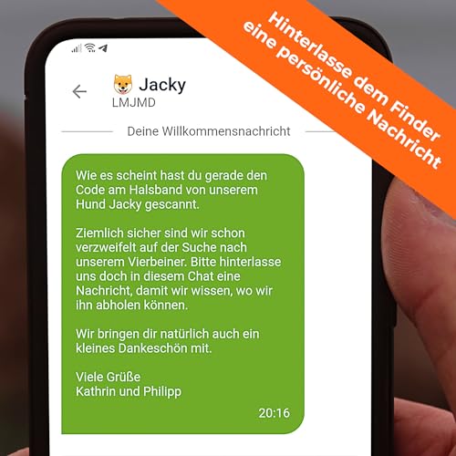 Hund ABSICHERN -1x personalisierbarer Anhänger und App für iOS und Android - QR Code Hundemarke personalisier - Adressanhänger Hunde - Sekundenschnelle Kontaktaufnahme durch Chat-Funktion