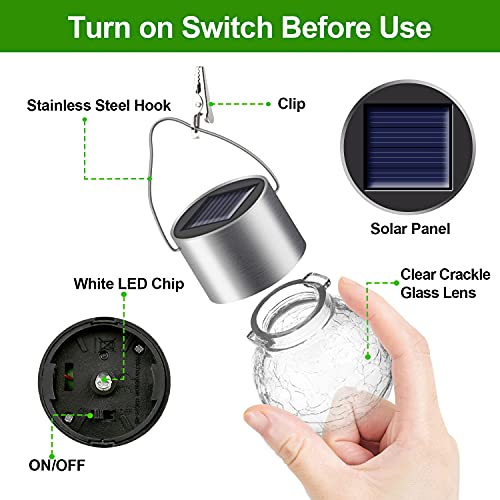 Solar Outdoor Lights Decorative 12 Pack, Hanging Solar Garden Lights Waterproof, Solar Powered Globe Lantern Cracked Glass Ball Lights for Yard Patio Fence Tree Umbrella Holiday Decoration,Warm White - Image 6