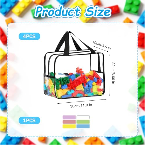 4 bolsas de almacenamiento para juguetes transparentes con asas 3