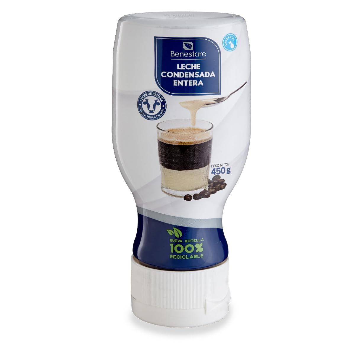 Leche Condensada Benestare - Botella 900 gramos - Leche Condensada Origen Leche 100% España - Botella Reciclable.
