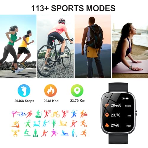 Weurghy T70 Smart Watch For Men/Women With Call/Text Reminder, 1.91 Inch Hd Touch Screen Fitness Watch With 113+ Sport Mode, Activity Tracker Heart Rate/Sleep/Spo2/Steps/Calories Monitor, Smartwatch For Android Ios thumb #3