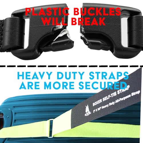 Boxer 4 Pack Velcro Luggage Straps for Travel, Heavy Duty Velcro, Easy to Use and Adjust - TSA Approved (Red - Neon Gren)3