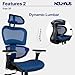 Nouhaus Ergo3D Ergonomic Office Chair Lumbar Support Mesh Office Chair with 4D Adjustable Armrest, Adjustable Headrest and Wheels, Mesh High Back Home Office Desk Chairs(Blue)