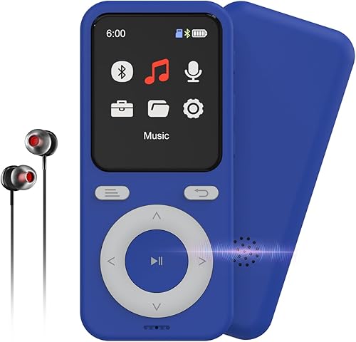 Reproductor MP3 de 64 GB con Bluetooth, Bluetooth portátil HiFi sin pérdidas, reproductor MP3 con altavoz, grabadora de voz, barajar para niños,