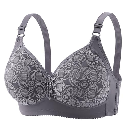 ZTFYKLIN Sujetadores Sin Aros para Mujer, Aros, con Soporte, Total, Correctores Y Antiflacidez. Sujetador Forma U (Grey, S) Reductor Deportivo Mujer Algodon Ortopedico Cierre Delantero Relleno