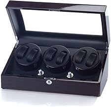 Raoul U. Braun Uhrenbeweger Eleganza | viele Modelle für 2-8 Uhren | Klavierlack Schwarz Wurzelholz Braun | leiser Motor