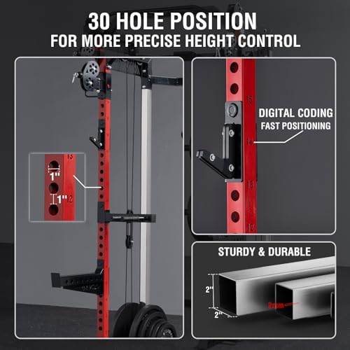 Mikolo Power Cage, 2000LB Squat Rack, Dual Pulley Cable Crossover System, Multi-function Free Weight Home Gym Workout Machine with Attachments - Image 6