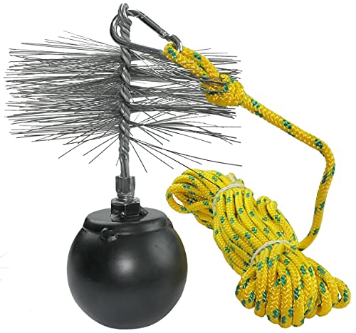 AERZETIX - C49990 - Satz Schornsteinfeger - reinigungswerkzeuge für schornsteinreinigung entblocken schornsteine - drahtbürste Ø150mm - seil Ø5mm länge 10m - kugel 1.3kg - karabiner