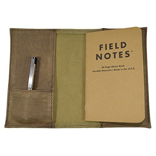 Hide & Drink, Waxed Canvas Field Notes Cover, Wallet Case (3.5 X 5.5 In.) Journal Cover With Pencil Paper & Cards Slot, Travelers Pocket Notebook Handmade Includes 101 Year Warranty :: Fatigue #TOP2