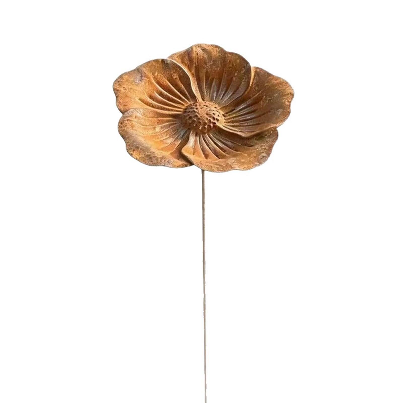 Rusty Garden Flowers Stake Weather Iron Blossom Ornament Multi Purpose Outdoor Sculpture Accent for Lawn&Backyard&Landscaping Display