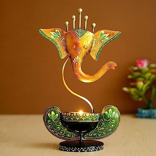 Dac Deco Art Crafts Lord Ganesha Tealight Holder/Decorative/Table Decor/Home Decor -Gifts