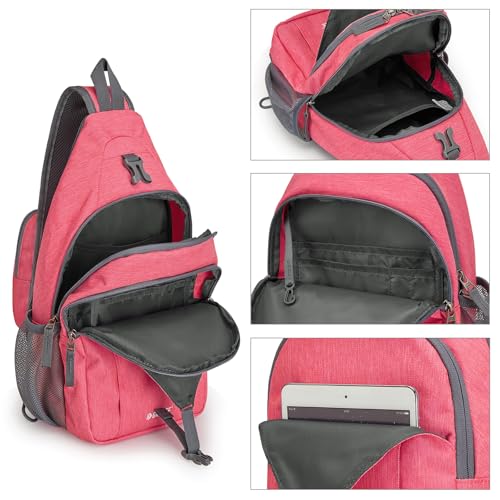 Image of G4Free Sling Bag for Men Women, RFID Blocking Crossbody Bag, Daily, Travel | Durable Polyester Fabric, 10L, Perfect for work, shopping, weekend outings, Hiking, Reversible Shoulder Strap, (Red)