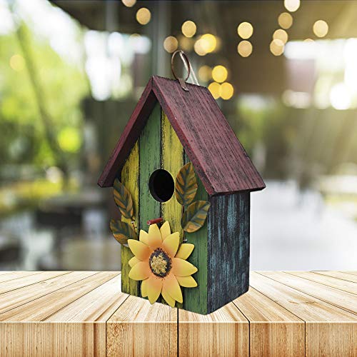 Wooden Bird Houses for Outside Hanging Garden Patio Decorative Bird Houses Outdoor Hand Painted Birdhouse for Small Bird Finch Cardinal (Yellow Green)