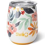 Swig 14oz Wine Tumbler | Insulated Wine Tumbler with Lid, Dishwasher Safe, Stainless Steel Wine Tumblers for Women, Insulated Wine Cups, Outdoor Wine Glasses, Travel Wine Glass (Honey Meadow)