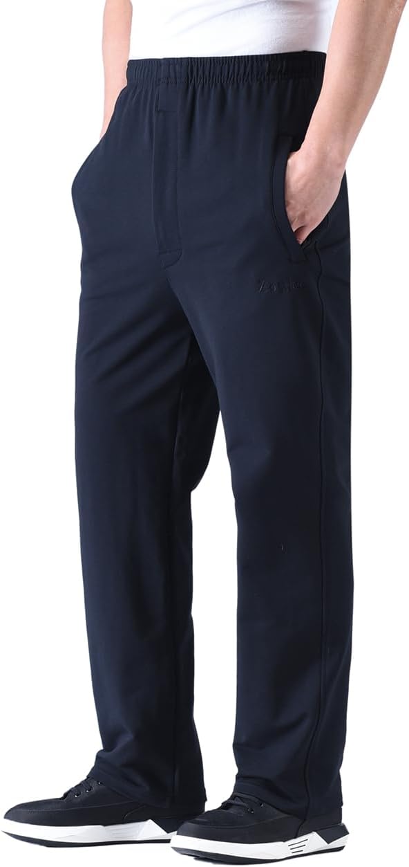 Zoulee Men's Casual Cotton Jogger Sweatpants Zipper Front Pants - Image 4