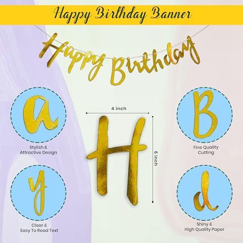 Image of 1iAM Happy Birthday Decoration Items Pack of 118 - Banner, 115pcs Balloons, Glue Dots & Arch | Birthday Decor Items for Girls | Bday Decoration Items for Boys | Party Supplies Combo Package For Decor