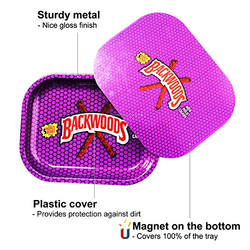 Fanva Rolling Tray With Magnetic Lid - Mini Metal Rolling Tray With Spill Proof Cover - Cute Decorative Tray - Perfect Storage For Home Or On-The-Go-Small Size - 7" X 5.5" #TOP4