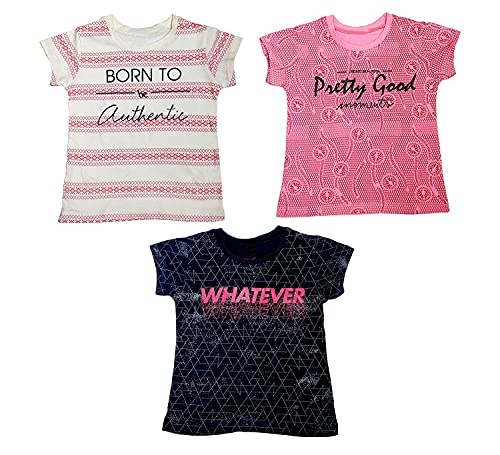 Image of Baby Girls Cotton Regular Fit Half Sleeves T-Shirt Pack of 3