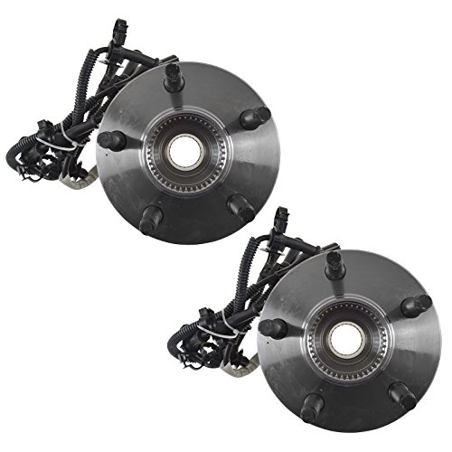 Image of TRQ Front Wheel Bearing and Hub Assembly Set 2 Piece Compatible with 98-99 Ford Ranger Driver and Passenger Side 4WD 4 Wheel ABS 2000 Ranger Driver Passenger Side 4 ABS Pulse Vacuum Hubs