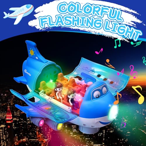 xinrongda Airplane Toy for Toddlers Electric Plane Toy for Boys Girls 360° Rotating Aeroplane Toy Vehicles with Light and Music - Image 3
