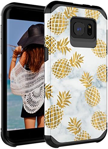 CASY MALL Galaxy S7 Edge Case, Dual Layer Heavy Duty Hybrid PC+TPU Protect Case for Samsung Galaxy S7 Edge 2016 Release Pineapple Black