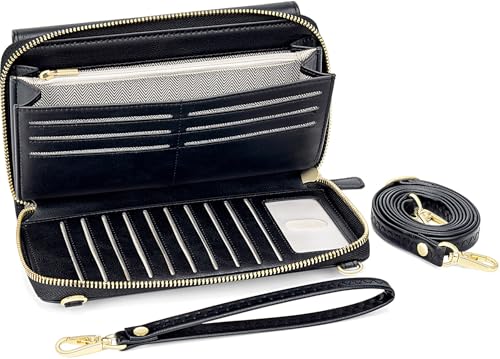 Peacocktion Womens Crossbody Wristlet Wallets with Cell Phone Pocket RFID Vegan Leather Cross Body Purses Travel
