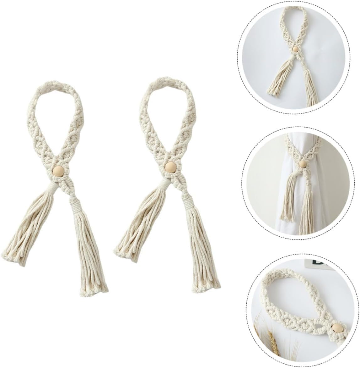 Attaches de rideaux, supports de rideaux, 2 pièces Sangles de rideaux Supports de rideaux Fixations de rideaux Attaches de rideaux Attaches de rideaux Corde Attaches de rideaux Gland Gland (Kaki)