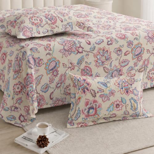 Image of LANE LINEN Symphony 100% Cotton 144TC Double Bedsheet Set, 3 Piece, Printed
